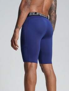 Compression Shorts With Pockets, Moisture-Wicking Elastic Tight Shorts For Fitness, Outdoor Sports, Running, Training - Royal Blue - View 7