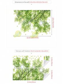 Pegatina decorativa de hoja de vidrio impresa con UV, película de sombra de verano para vidrio, pegatina de pared de PVC con planta verde para exteriores - UV69373 - Dosel de gasa verde - Ver 3
