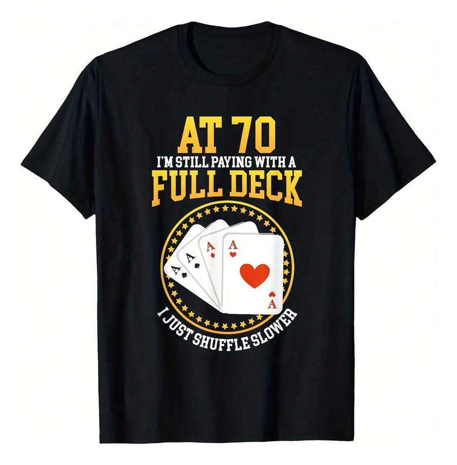 Men's Birthday Poker Humor T-Shirt Design - 黑色 - 查看 1