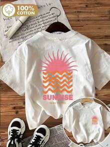 Spring/Summer Oversized Tops,% Cotton, Women's Short Sleeve T-Shirts, Ocean Sunrise Pattern, Solid Color Crew Neck, Soft And Comfortable, Casual, Streetwear, Y2K, Beach, Graduation Party, Vacation, Summer Top, Spring, T-Shirt, Gym, Sports, Party Tops, Vintage, Carnival, San, Maija, Women's Blouses, Women's Summer Clothing, Spring Outfit, Funny Vacation T-Shirts, Beach, Casual, Cute Blouses, White Blouse, Summer Blouses, Women's Spring Blouses, Women's Easter Clothing, Carnival, All Seasons, Office/Lounge/Home/Minimalist, Women's Western Outfits, American Retro Style, Unisex, Outerwear, Autumn, Women's Plus Size, San, Carnival, Summer Vacation Tops, Party, Graduation, Wedding - White - View 11