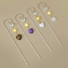 1PC Hand Carved Crystal Plant Insert Stake, Amethyst Moon Clear Quartz Heart Design, Home Balcony Outdoor Garden Flower Pot Decoration, Art Craft Ornament For Plant Enthusiasts - Suncatcher Ground Insert - View 5