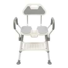 YUNRUX Shower Chair With Shelf, Shower Seat With Backrest And Armrests, Height Adjustable - A - View 3