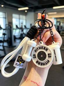 1pc Mini Fitness Barbell Keychain Pendants Couple Car Bag Backpack Decorations For Fitness Enthusiasts Gym Members Friends Gift - Multicolor - View 1