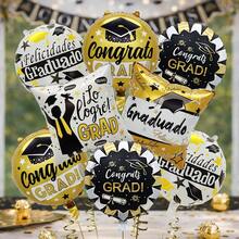 Juego de 8 globos para fiesta de graduación, incluye globos de graduación de 18 pulgadas, globos cuadrados/redondos, adecuado para decoración de fiesta de ceremonia de graduación, escuela primaria, escuela secundaria, fiesta de graduación de clase - Multicolor - Ver 5