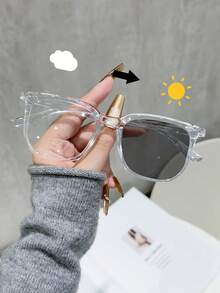 1 Pair Women's Elegant Intellectual Portable Fashion Spring Break Photochromic Glasses, Suitable For Summer Driving, Boating, Camping, Street Photography And Outdoor Outfits, Fashion Accessory, Suitable For All Face Shapes - Multicolor - View 15