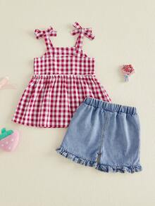 Baby Girls Tank Top Co-Ords - Red - View 2