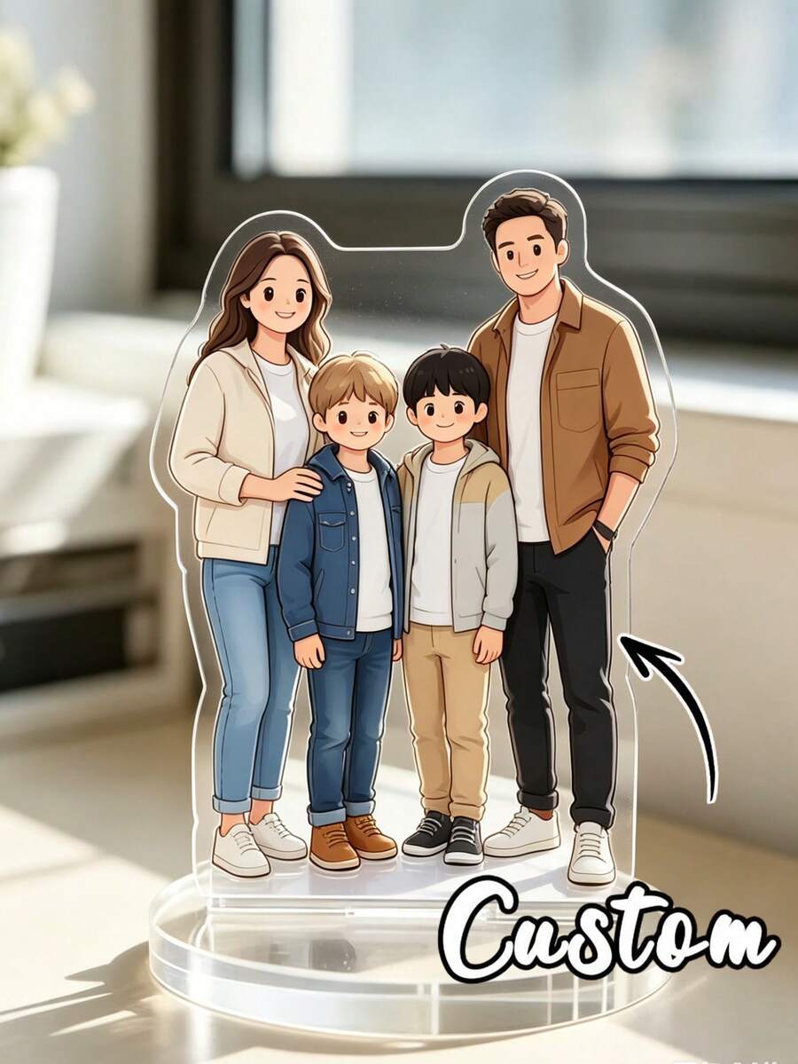 Custom Action Figure Portrait, Personalized Digital Portrait Art, Custom Photo To Cartoon Acrylic Plaque, Wedding Keepsake, Personalized Acrylic Keepsake, Anniversary Gift, Perfect Keepsake For Special, Personalized Photo Stand, Office Decor - Multicolor - View 1