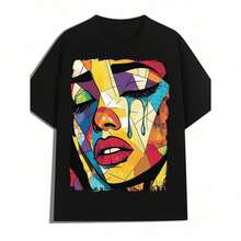 Men's Colorful Abstract Face Pop Art T-Shirt | Short Sleeve Crew Neck Tee 100% Cotton 220g, Perfect For Art Events, Halloween Graphic Tees, Matching Couple Sets 20NT QGBP - 白色 - 查看 2