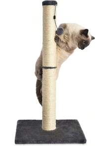 Cat Scratching Post For Indoor Cats 80cm Grey With Dangling Toy Natural Sisal Scratcher - Standard (80 Cm) - View 4