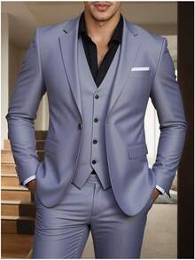 Men's Elegant Suit - Slim-Fit Suit, Suitable For Weddings And Formal Occasions, Perfect For Office Meetings And Elegant Events. Formal Attire | Slim-Fit Suit | Durable Wedding Suit - 淺灰色 - 查看 1