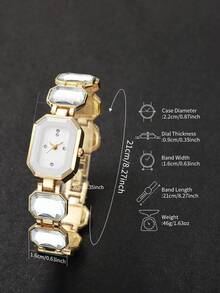 1pc Women's Luxury Crystal Chain Quartz Watch With Rhinestone Dial, Delicate Niche Accessory For Evening Party, Exquisite Gift For Girlfriend (1pc/Set), Watch Box Not Included - White - View 4