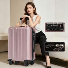 YONSLY Suitcase 20/24/28 Inch With YKK Zipper, TSA Lock, 4 Quiet Wheels, 360° Mesh Compartment, Hard Shell Suitcase, Large Trolley Suitcase, Carry-On Luggage For Holidays, Short Trips And Business Trips - 玫瑰金 - 查看 1