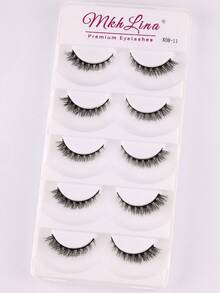 5 Pairs Natural Wispy Short False Eyelashes, Soft Lightweight Strip Lashes, Mkhlina Premium Eyelashes For Daily Makeup - Black - View 13