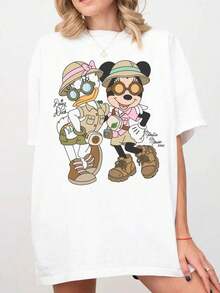 Comfort Color® Disney Animal Kingdom Minnie Mouse And Daisy Safari T-Shirt Leopard Minnie Toddler Sweatshirt Disney Safari Trip ShirtDisney Oversized T-Shirt - White - View 6
