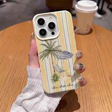 1pc TPU Material Summer Beach Vacation Pattern Phone Case Compatible With Iphone 17 Pro Max/17/16 Pro Max/15/13/12/11, S20 FE/A15/S24/A55, Note 11/Note 12/Note 13 Pro, Full Coverage Anti-Drop Soft Protective Phone Cover - White - View 4