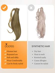 DOORES Invisible Ponytail Hair Extensions, Easy To Install, 100% Human Hair, Straight, 14-22 Inches, 75-90g, High Quality Remy Hair Extensions With Clips, Natural Look, Soft Touch - S4/27 - View 5