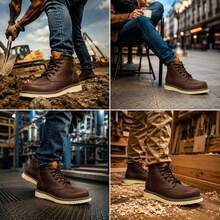Edgar Industrial Lace-Up Work Boots For Heavy Duty Use - 棕色 - 查看 2