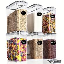2,5 l schwarze 6-teilige luftdichte Aufbewahrungsboxen mit Deckeln für die Organisation  Aufbewahrung in der Speisekammer, Kunststoff-Glas-Set für Müsli, Nudeln, Mehl  Zucker – Löffelset, Etiketten  Stifte, lokales Lager - Übersicht 1
