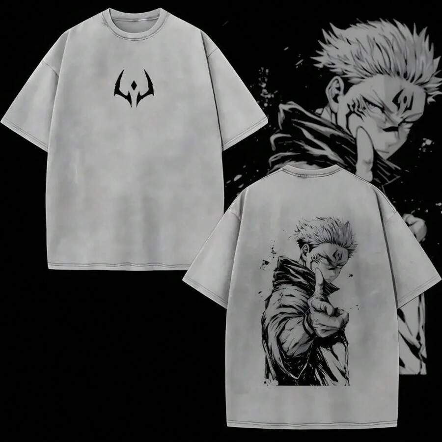 Men's Cotton T-Shirts, 2026 World Cup Album, Vintage Washed Loose-Fit T-Shirt – : Execution X The Culling Game, Anime Graphic Tee, Retro Streetwear, Unisex Casual Top, Soft Acid-Wash Cotton T-Shirt, Gift For JJK Fans, 2026 World Cup Cruz Azul - 灰色 - 查看 1