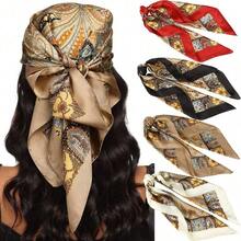 27.5" Silk Satin Square Head Scarf - 4PCS Satin Head Scarves For Women Hair Kerchief Bandanas Sleeping Head Wraps - 彩色 - 查看 1