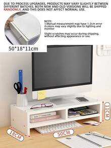 1pc Wooden Monitor Riser Stand, Desktop Computer Screen Holder, Laptop Monitor Stand, Office Desk Storage Shelf, Keyboard Organizer, Space-Saving Desktop Organizer, Suitable For Home Office, Study, Gaming, Workspace PC Laptop Setup - Multicolor - View 13