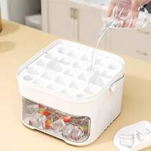Pressable Ice Cube Tray For Homemade Ice Cubes, Large Capacity Storage, Suitable For Mini Home Refrigerators With Lids, Combined Double Layer Ice Storage Box And Storage - White - View 5