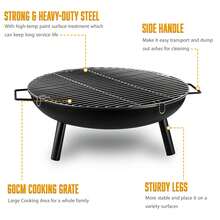 Crystals 23" Round BBQ Fire Pit With Grill Outdoor Garden Fire Bowl Fire Pit With Cooking Grill Rack - Fire Pit - View 6