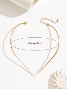 1pc Minimalist Elegant Creative Versatile Niche Design V-Shaped Choker Necklace Suitable For Women's Daily Wear - Gold - View 5
