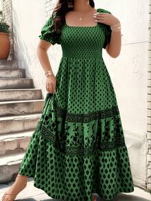 Plus Size - Plus Size - Women's Dress With Fitted Waist - Green - View 12