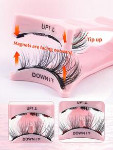 MAANGE 1 Set magnetische Fake Wimpern Kit, inklusive Spiegel und Wimpernzange, kein Kleber nötig, Katzenaugen Kunstmink Wimpern mit Pinzette, ideales Reise Beauty Tool, geeignet für europäische und amerikanische Augenformen - Verschiedenfarbig - Übersicht 5