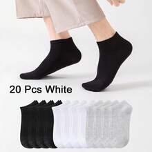 Multi-Size 2-30 Pairs Pure White Low-Cut Socks, Breathable Moisture-Wicking Odor-Resistant Knitted Socks, Unisex, Elastic Comfortable All-Season Foot Socks, Suitable For Fitness Yoga Business Daily Wear - Multicolor - View 12
