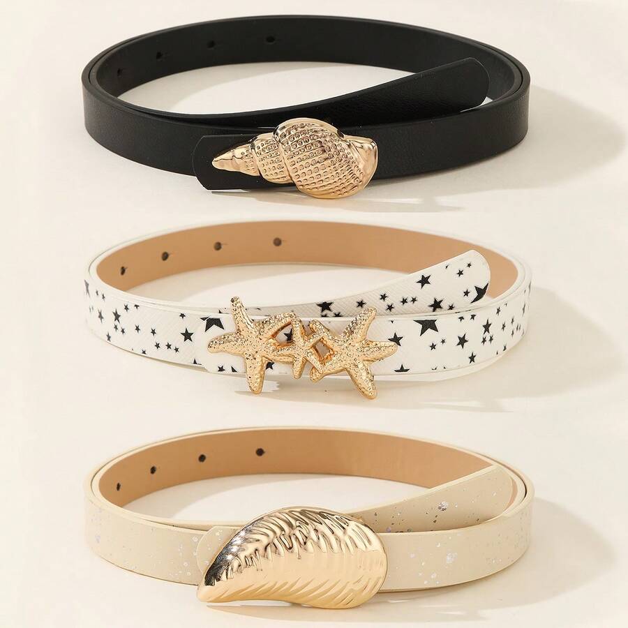 shvovn 3 Piecesbelt Set For Vacation, Beach, Leisure, Dating, And Gatherings, Suitable For All Seasons And Casual Wear