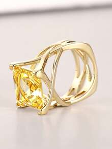 1pc Elegant Cubic Zirconia Ring, Suitable For Women, Ideal For Weddings, Engagements, Valentine's Day, Parties, And As A Gift - 12# - View 7