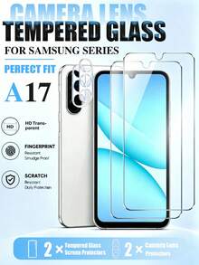 4合1套裝 - 2片 Galaxy A17 鋼化玻璃螢幕保護貼 + 2片相機鏡頭保護貼，適用於 Galaxy A16, A15, A14, A57, A07, A56, A55, A54, A53, A52 [相容手機殼] [防刮] [超音波指紋解鎖] 高畫質保護膜 - 無色 - 查看 13