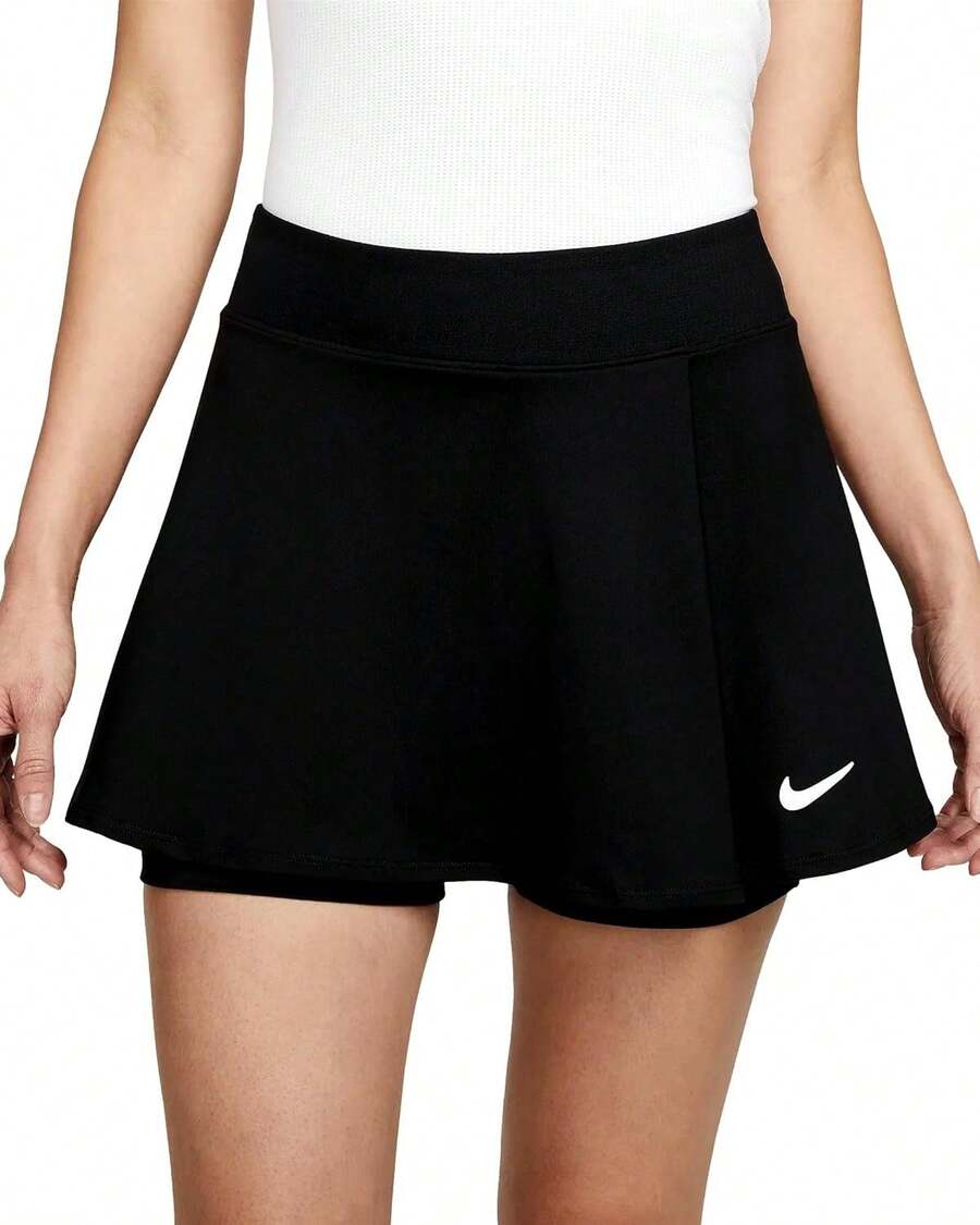 Nike Women's Dri-Fit Victory Flouncy Skirt - 黑白 - 查看 1