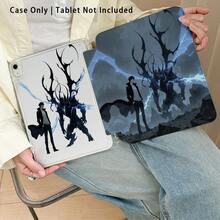 Cartoon Character And Silhouette Pattern Painted Effect Acrylic Crystal Tablet Protective Case, With Stand, Compatible With Honor/Apple/ And Other Popular Tablet Models, Foldable Anti-Bending, Silicone Reinforced Corners, Auto Wake/Sleep Function, Built-In Pen Slot, Multi-Angle Foldable Stand - Multicolor - View 5