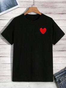Men's T-Shirt Manfinity Dauomo With Heart-Shaped Embroidery - Black - View 6