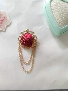 1件歐美風胸針 - 金色合金花朵設計，附仿真寶石鏈條流蘇 - 彩色 - 查看 41