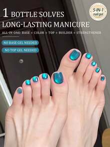 PERFECT COLOR 5-In-1 One Step Gel Polish, Ocean Wave Deep Blue Cat Eye Toe Nail Gel, No Base No Top Coat Needed Slouchy Gel For Beach Vacation, Requires UV/LED Lamp Curing 1 Bottle 8 Ml - Multicolor - View 8