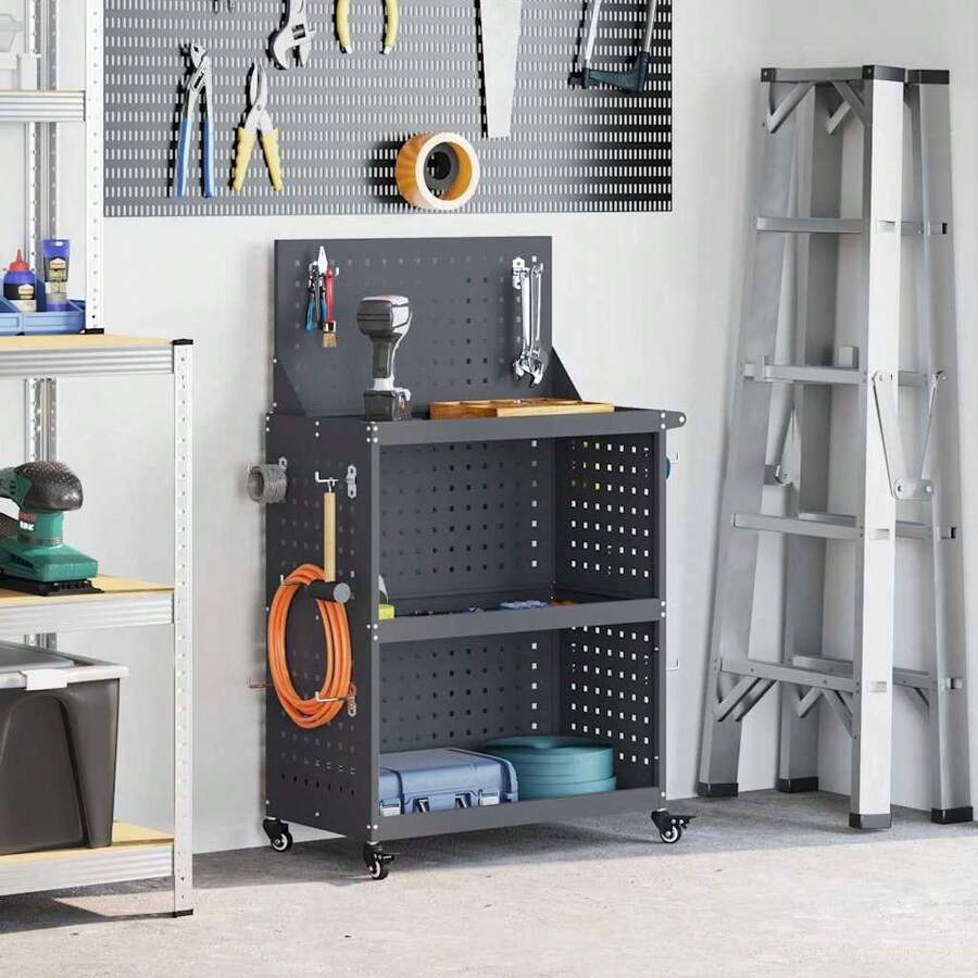 Carrello per Attrezzi con ruota Antracite 65 x 35 x 111 cm - A - Visualizzare 1