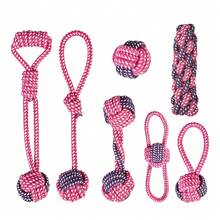 7pcs Durable Chew Toys Set, Suitable For Biting Dogs, Medium & Small Breeds Teething Toys, Sturdy Tug Of War Toy Set With Dual-Color Braided Ropes, Also Help Clean Teeth - Durable Pet Supplies, Chew Toys For Dogs & Cats, Blue & Green Rope Design - 彩色 - 查看 12