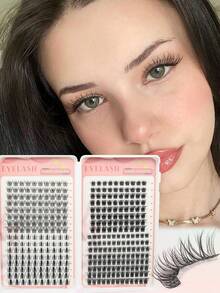 344pcs Curled Individual False Eyelashes, C/D MIX, Suitable For Natural Makeup, Lightweight & Dense, Cluster Design, Soft & Delicate, Ultra-Lightweight, Reusable, Segmented Lashes, Ideal For Beginners, Suitable For Daily, Wedding, Date, Party, Music Festival And Other Occasions - C/D MIX - View 3