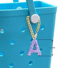 Bogg Diamond Letter Keychains For Bags, Sparkling Rhinestone Letter Accessories For Bags - Rosa - View 8