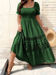 Plus Size - Plus Size - Women's Dress With Fitted Waist - Green - View 5
