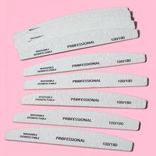 5/10 piezas Lima de uñas en forma de media luna, herramienta para pulir uñas - Versión actualizada - Ver 8