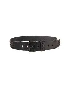 Vintage Niet PU Leder Gürtel, einfarbiger Punk Taillengürtel - Schwarze quadratische Perlen - Übersicht 3
