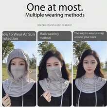 Ice Silk Sun Protection Face Mask & Arm Sleeves Set, Breathable Full Face Neck Cover For Cycling, Outdoor Activities - Multicolor - View 3
