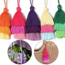 2pcs/Pack 3-Layer Tassel Pendant, Ombre Christmas Tree 16cm Polyester Bicolor Tasseled Hanging Decor, Keychain Phone Charm DIY Clothing Bag Jewelry Accessories - Three-layer Tassel Pendant - View 6