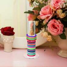 1188- KALLORY Clear Acrylic Scrunchie Holder Hair Accessory Organizer Compact Tower For Bracelets And Hair Ties 8.66X3.93X1.77In - 透明色 - 查看 4
