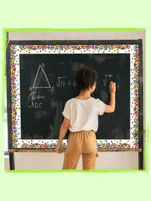 2pcs/Set - Bulletin Board Border With Eye-Catching Straight Edge And Colorful Polka Dot Decoration, Perfect For School, Classroom And Office Use During Back To School Season - Polka Dot Stickers - View 2